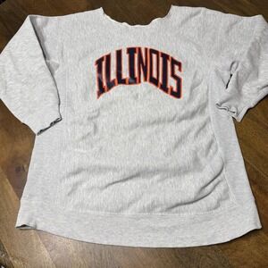 Vintage 80s 90s University Of Illinois Reverse Weave Crewneck Sweatshirt READ